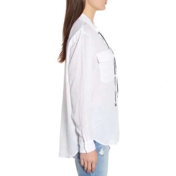 Rails Matea White Linen Lace Up Blouse White 35020 - Picture 4 of 15